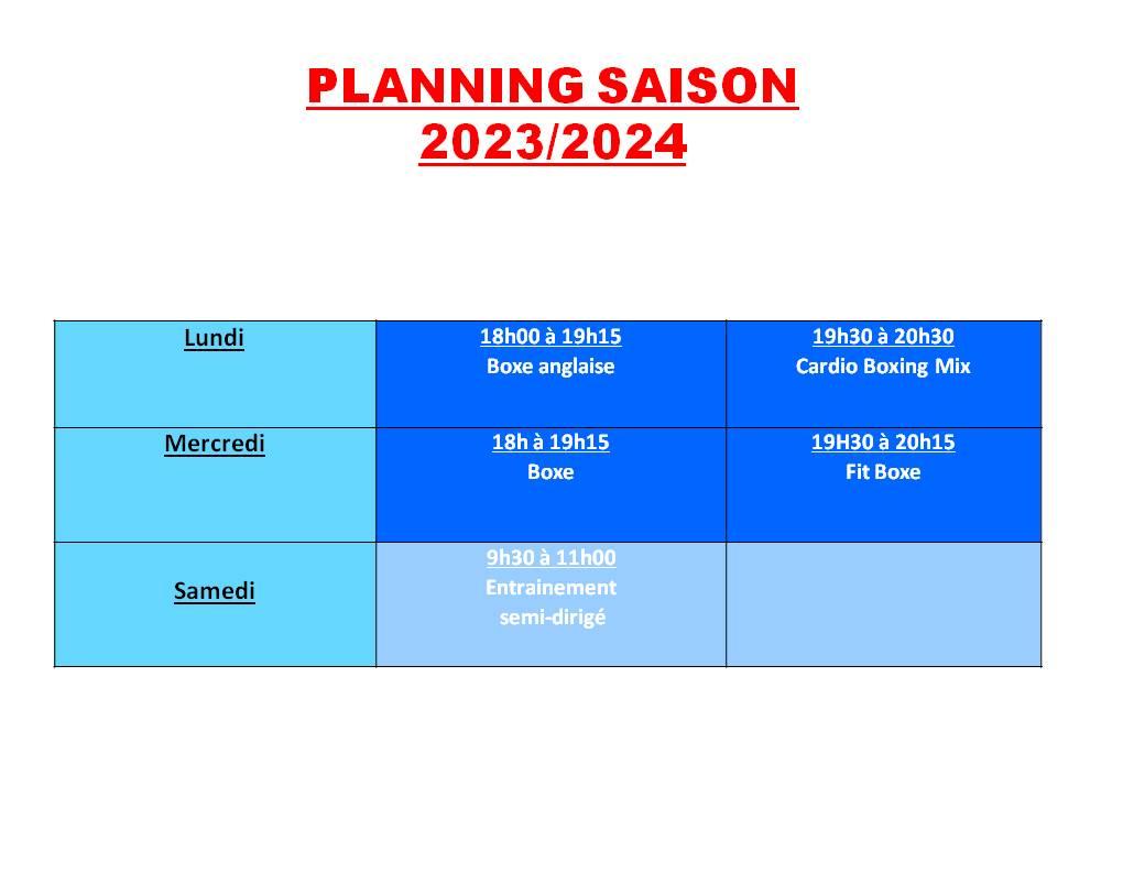 Planning saison 2023 2024